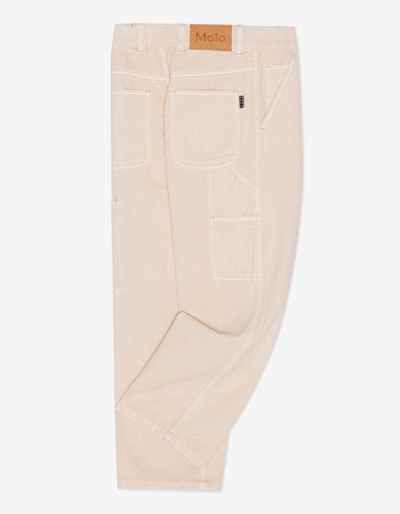Boys Regular Fit Woven Trousers in Beige