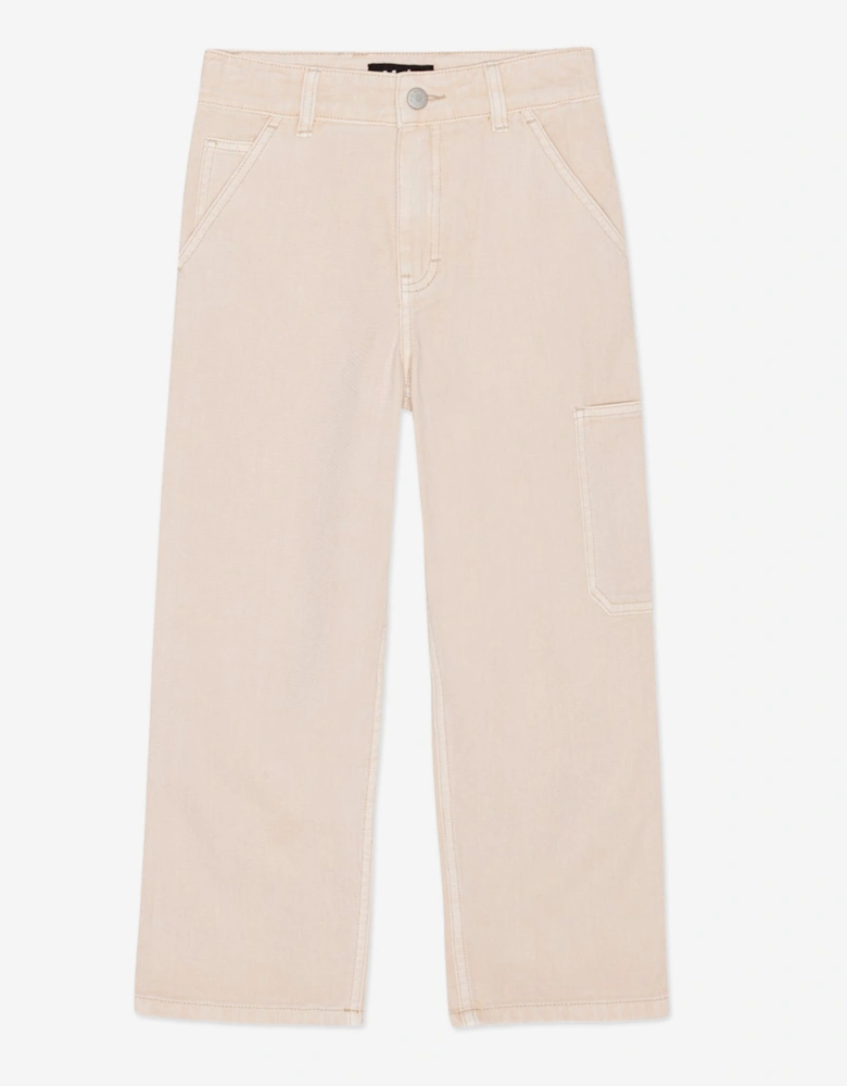 Boys Regular Fit Woven Trousers in Beige