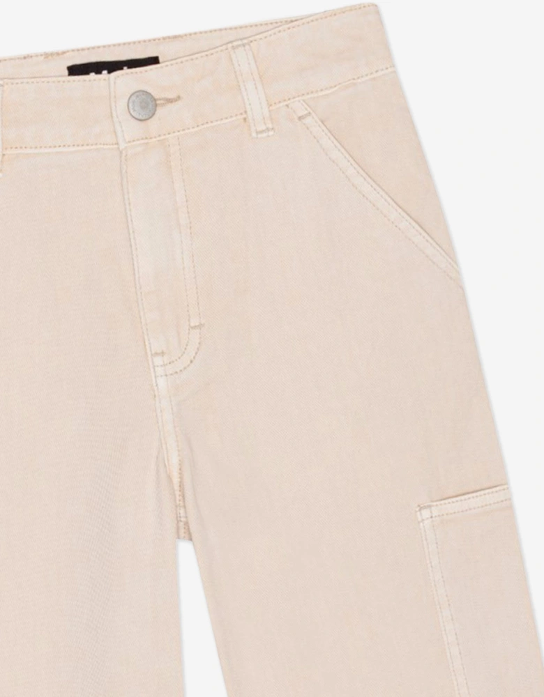 Boys Regular Fit Woven Trousers in Beige