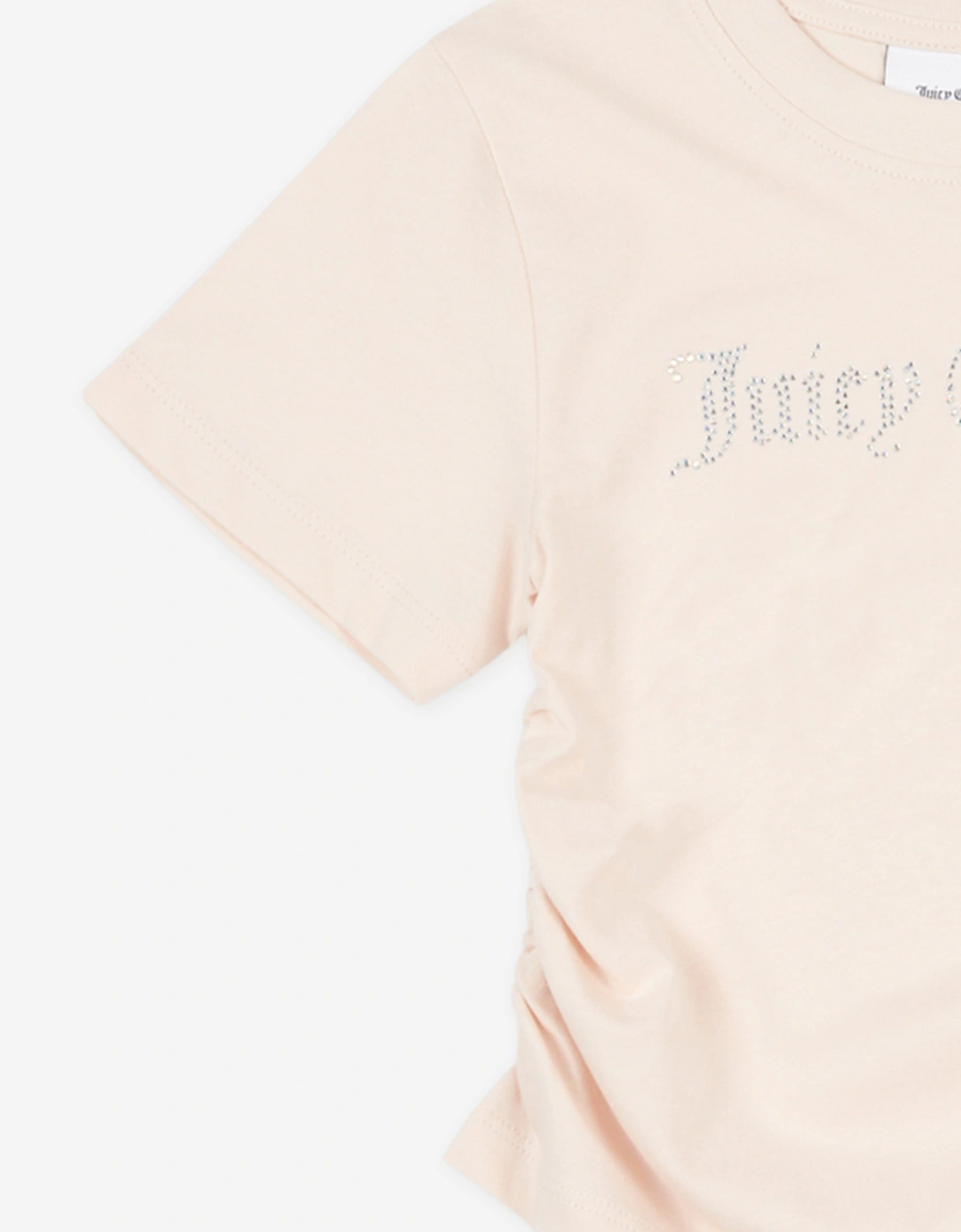 Girls Diamante Logo T-Shirt in Beige