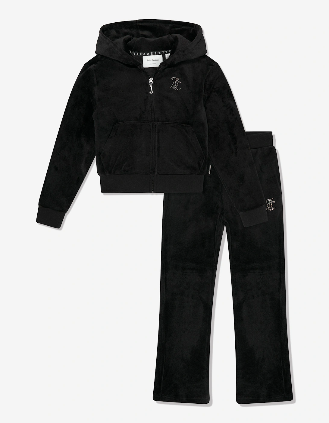 Girls Zip Up & Bootcut Joggers Tracksuit in Black, 5 of 4