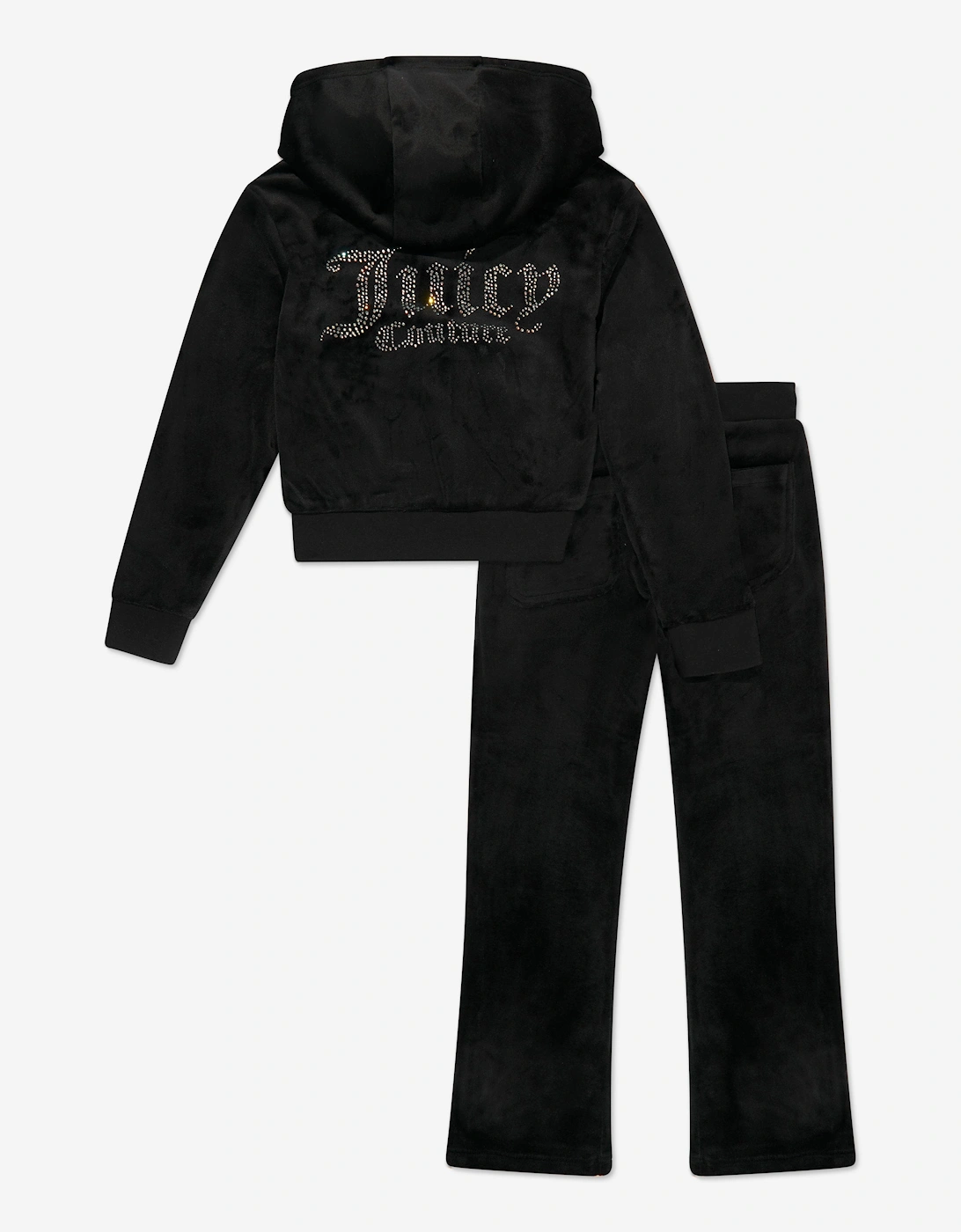 Girls Zip Up & Bootcut Joggers Tracksuit in Black