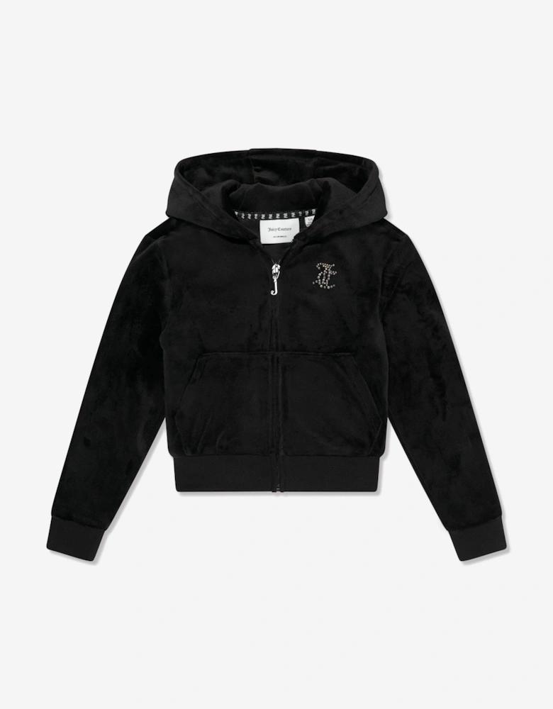 Girls Zip Up & Bootcut Joggers Tracksuit in Black