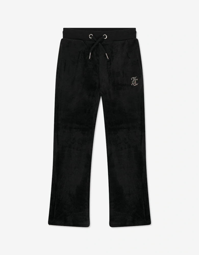 Girls Zip Up & Bootcut Joggers Tracksuit in Black