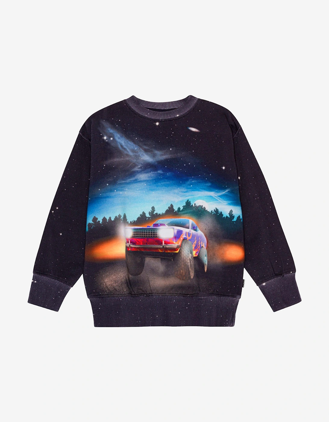 Boys Flame Car Print Sweatshirt in Black, 6 of 5
