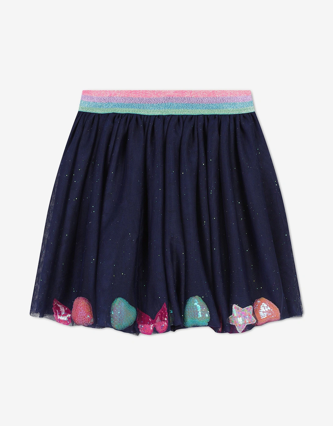 Billieblush Girls Glitter Mesh Skirt in Navy, 5 of 4