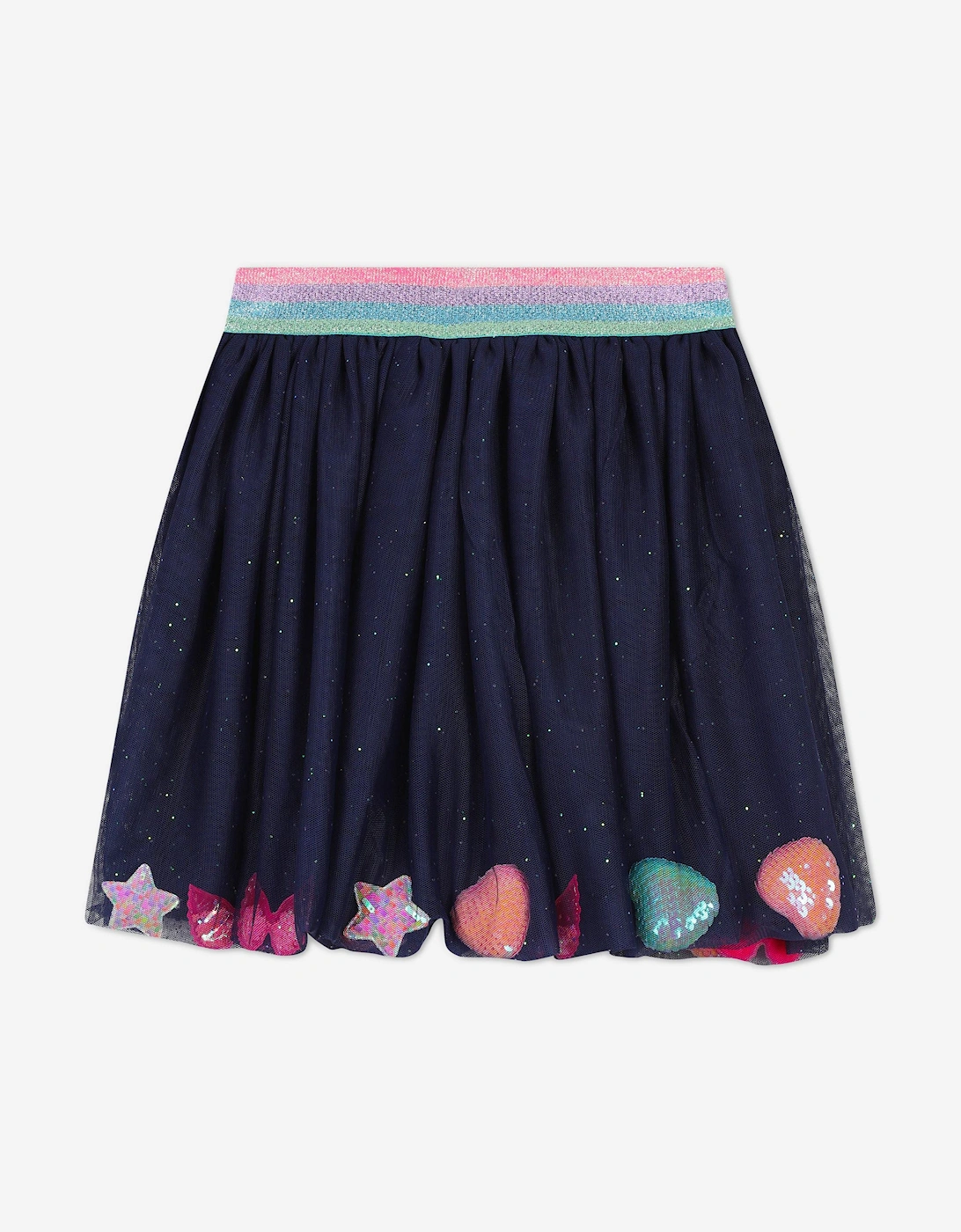 Billieblush Girls Glitter Mesh Skirt in Navy