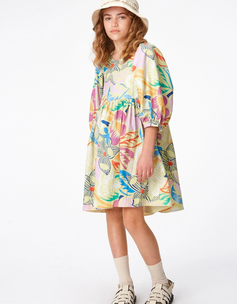 Girls Floral Print Dress in Multicolour