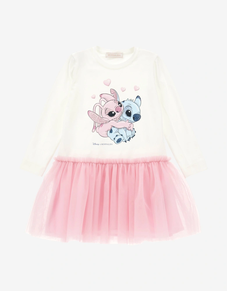 Girls Stitch and Angel Dress in Ivory