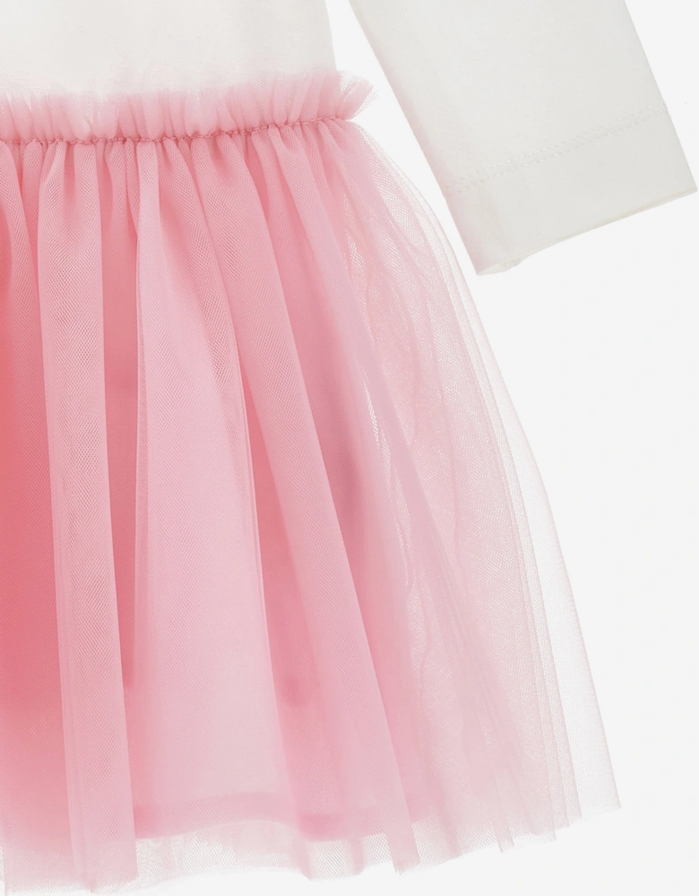 Girls Stitch and Angel Dress in Ivory