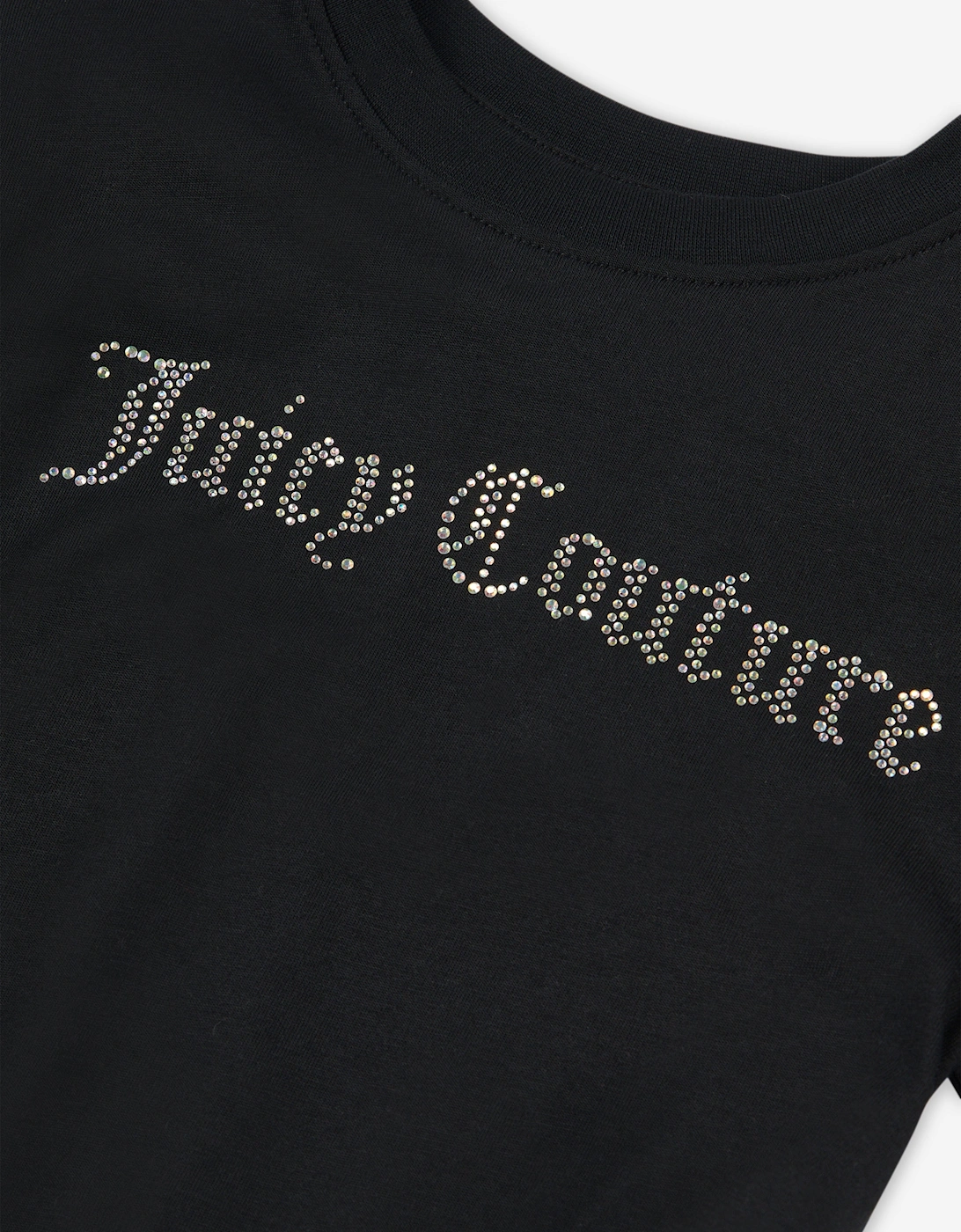 Girls Diamante Logo T-Shirt in Black