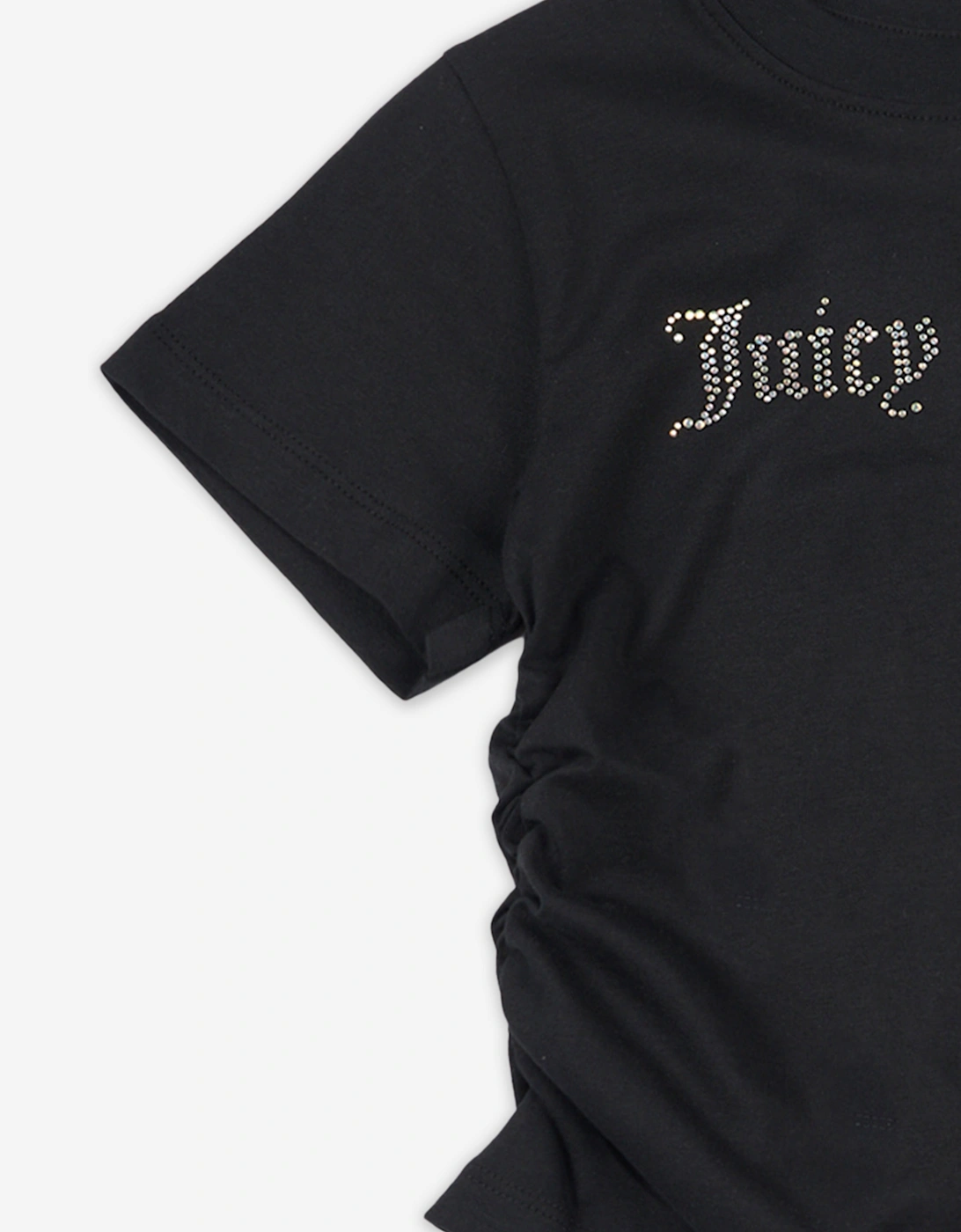 Girls Diamante Logo T-Shirt in Black