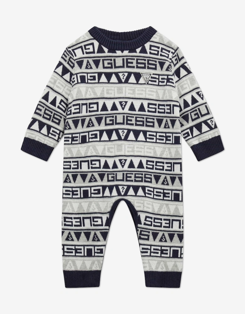 Baby Boys Logo Romper in Grey