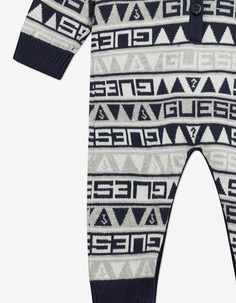 Baby Boys Logo Romper in Grey