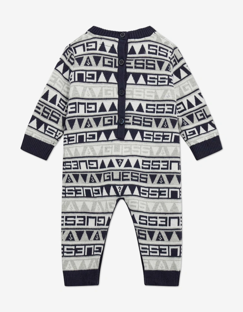 Baby Boys Logo Romper in Grey