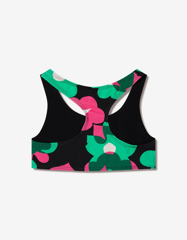 Girls Cropped Floral Logo Sports Top