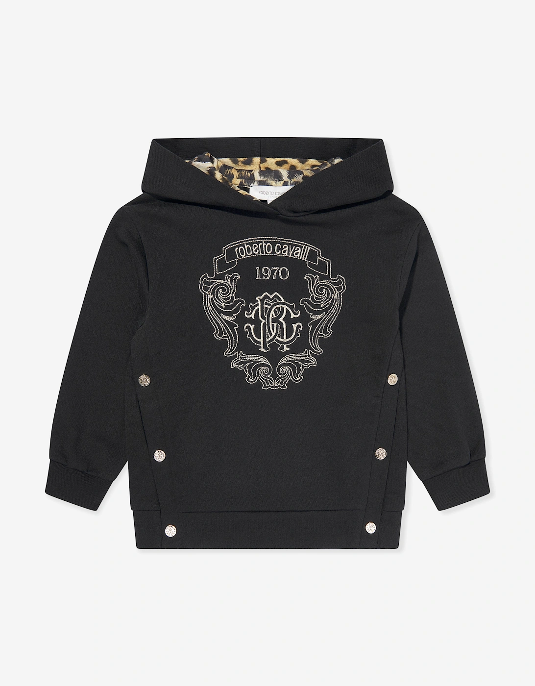 Girls Embroidered Hoodie in Black, 5 of 4