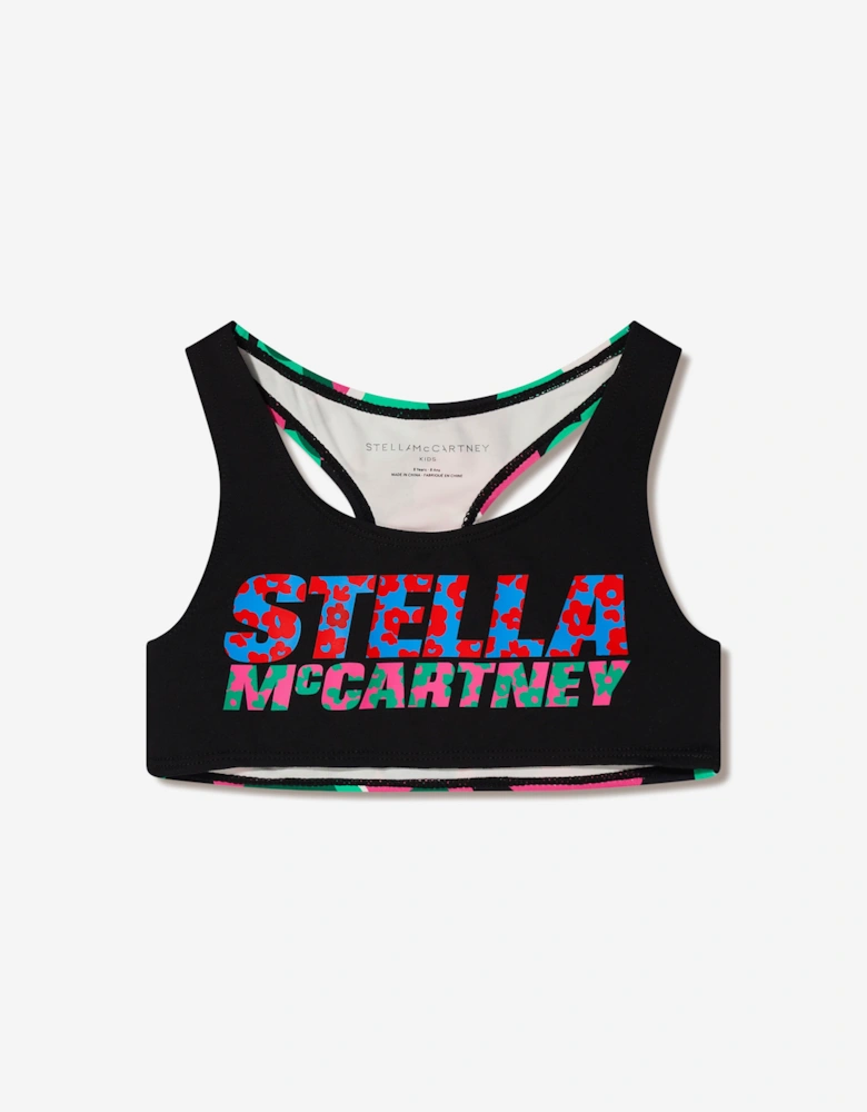 Girls Cropped Floral Logo Sports Top