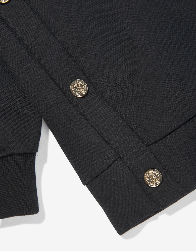 Girls Embroidered Hoodie in Black
