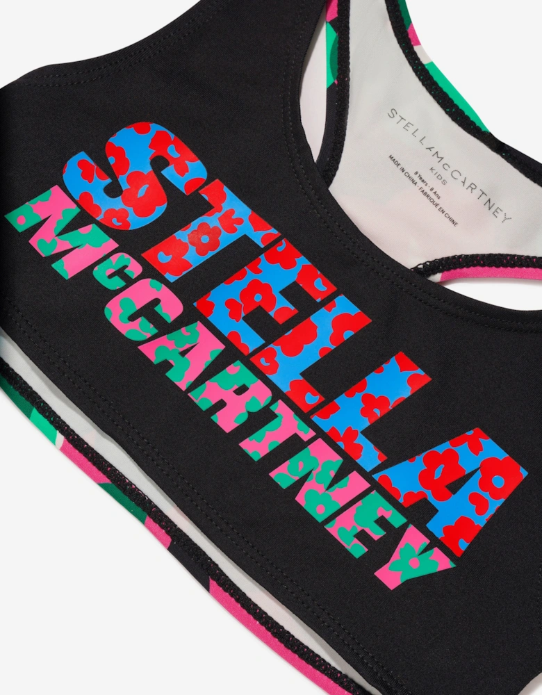 Girls Cropped Floral Logo Sports Top