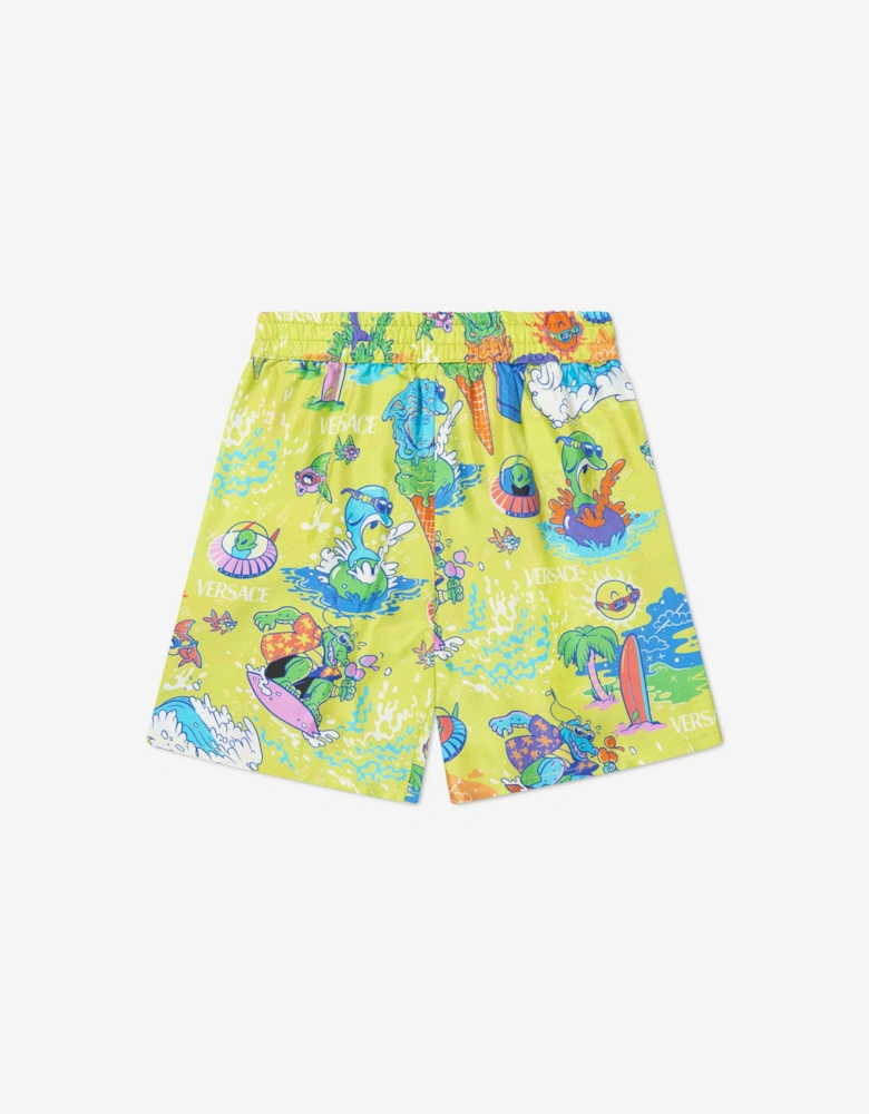 Boys Silk Bermuda Shorts in Yellow