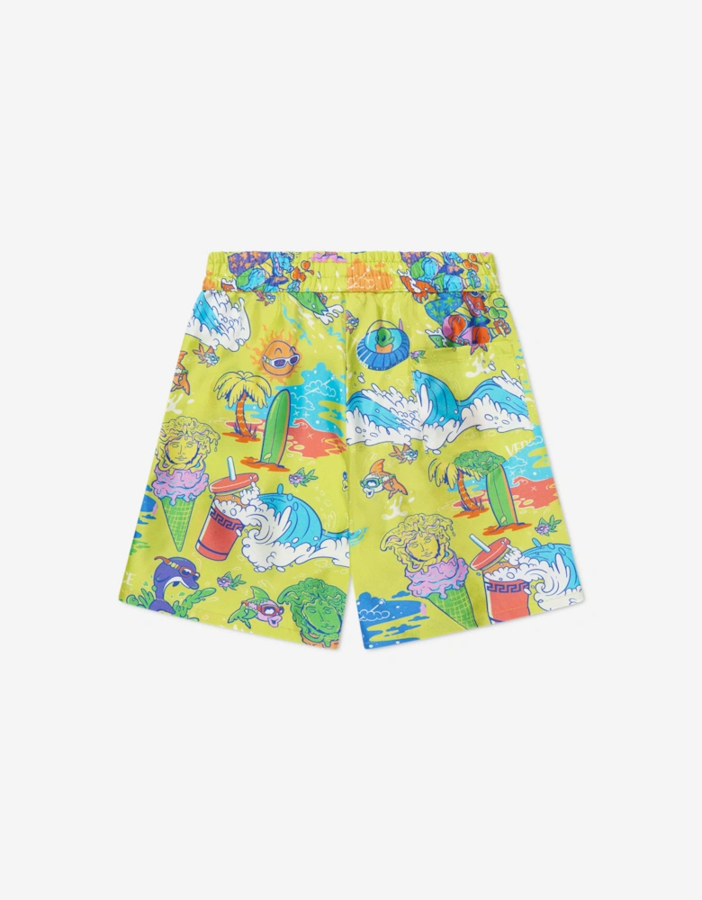 Boys Silk Bermuda Shorts in Yellow