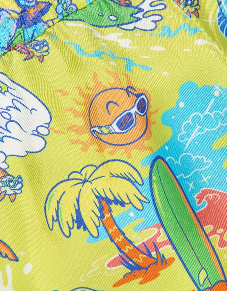 Boys Silk Bermuda Shorts in Yellow