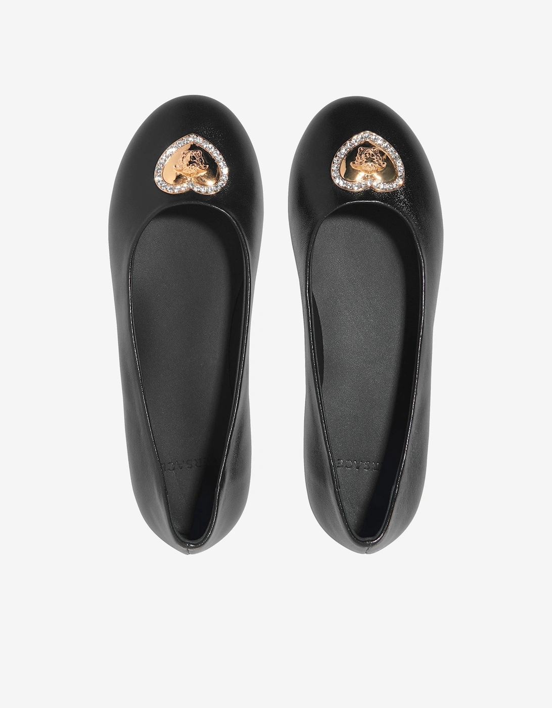 Girls Leather Ballerina Pumps in Black