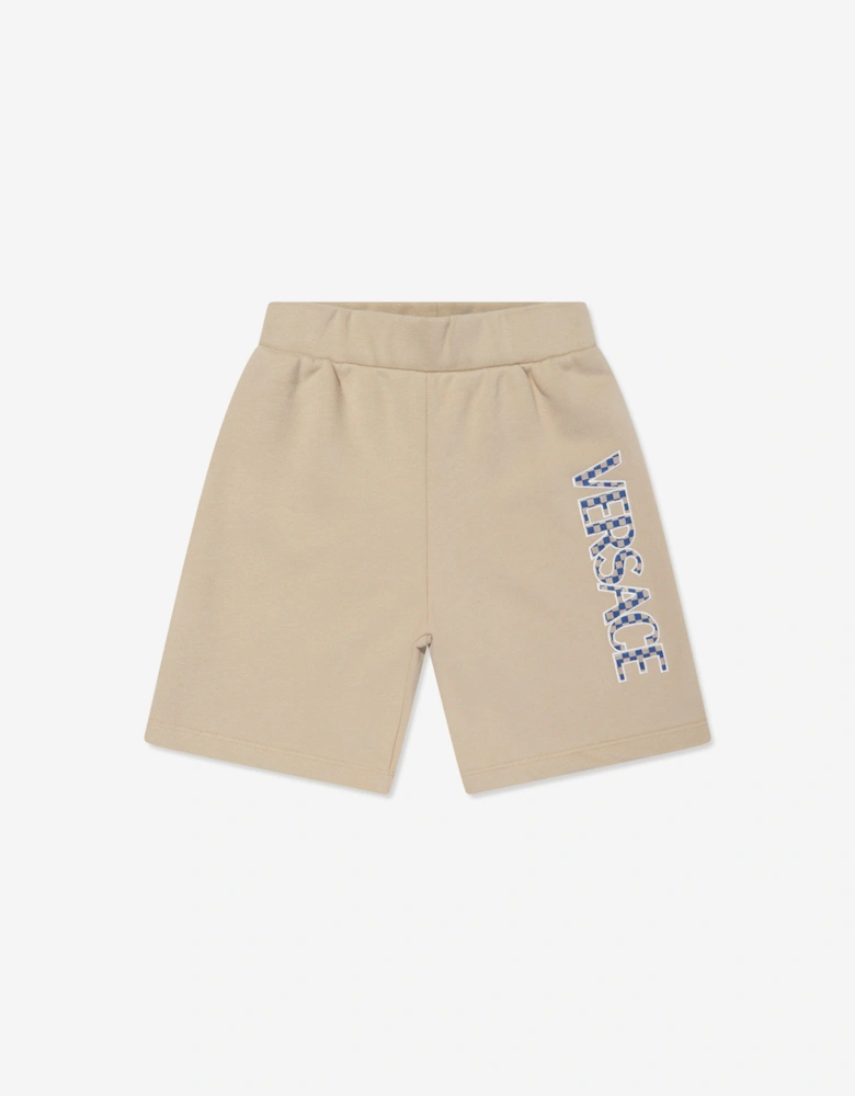 Boys Fleece Logo Shorts in Beige