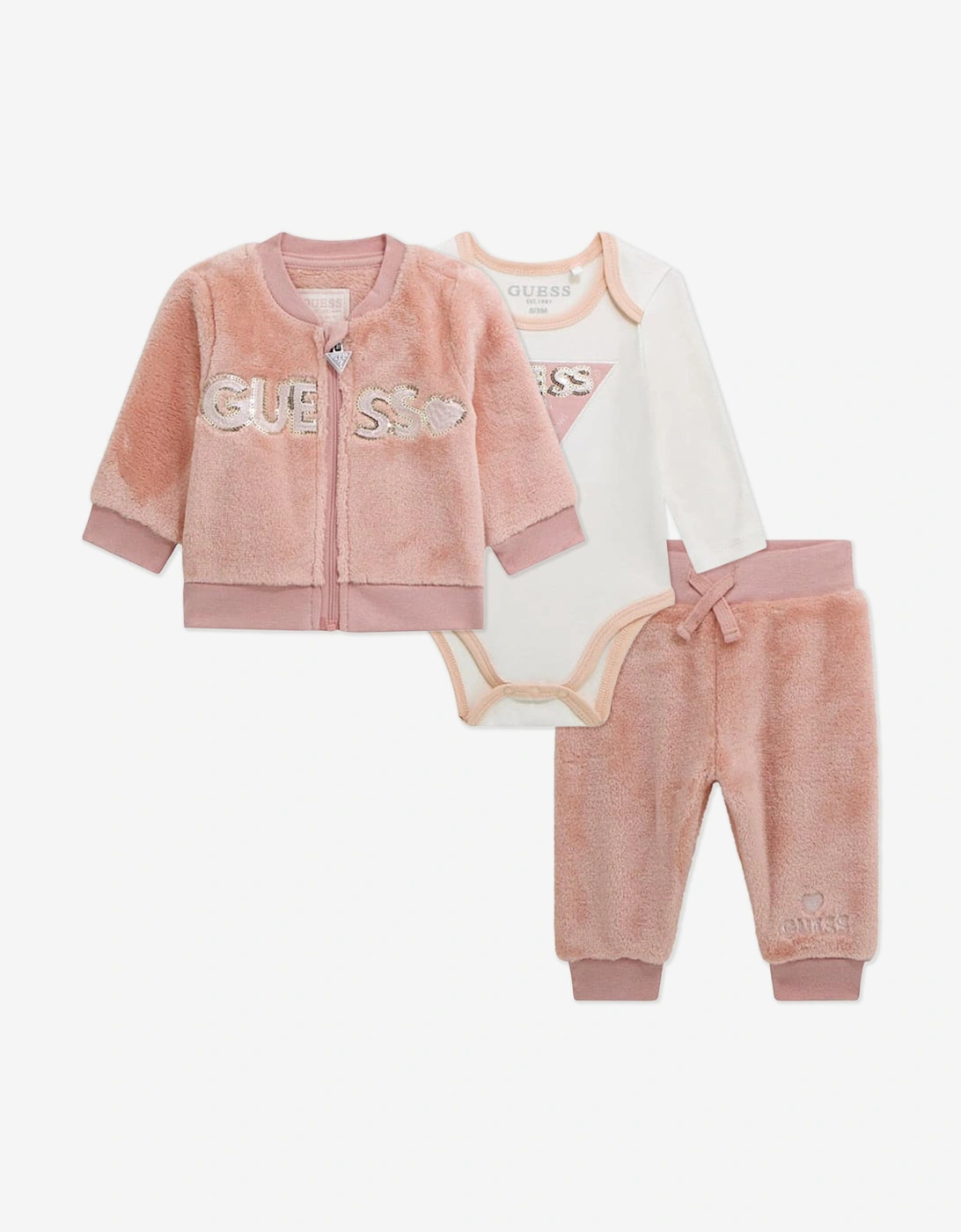 Baby Girls 3 Piece Tracksuit Set in Pink, 5 of 4