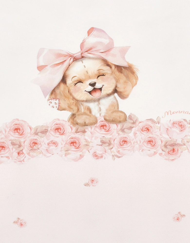 Baby Girls Reversible Puppy & Bows Blanket in Pink (90cm)