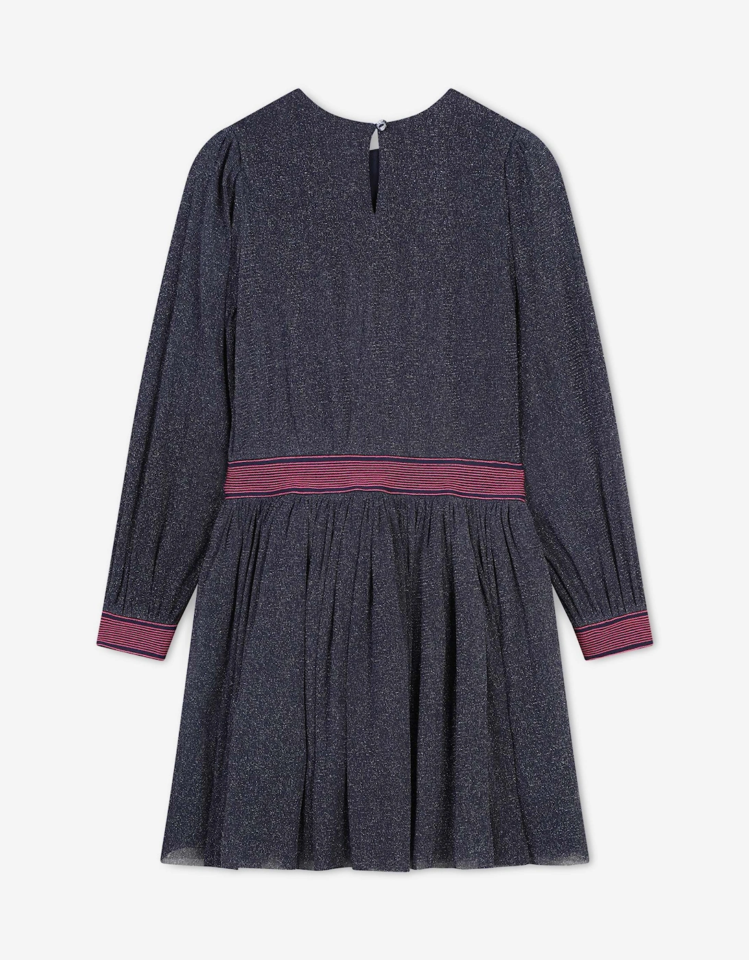 Billieblush Girls Glitter Mesh Dress in Navy