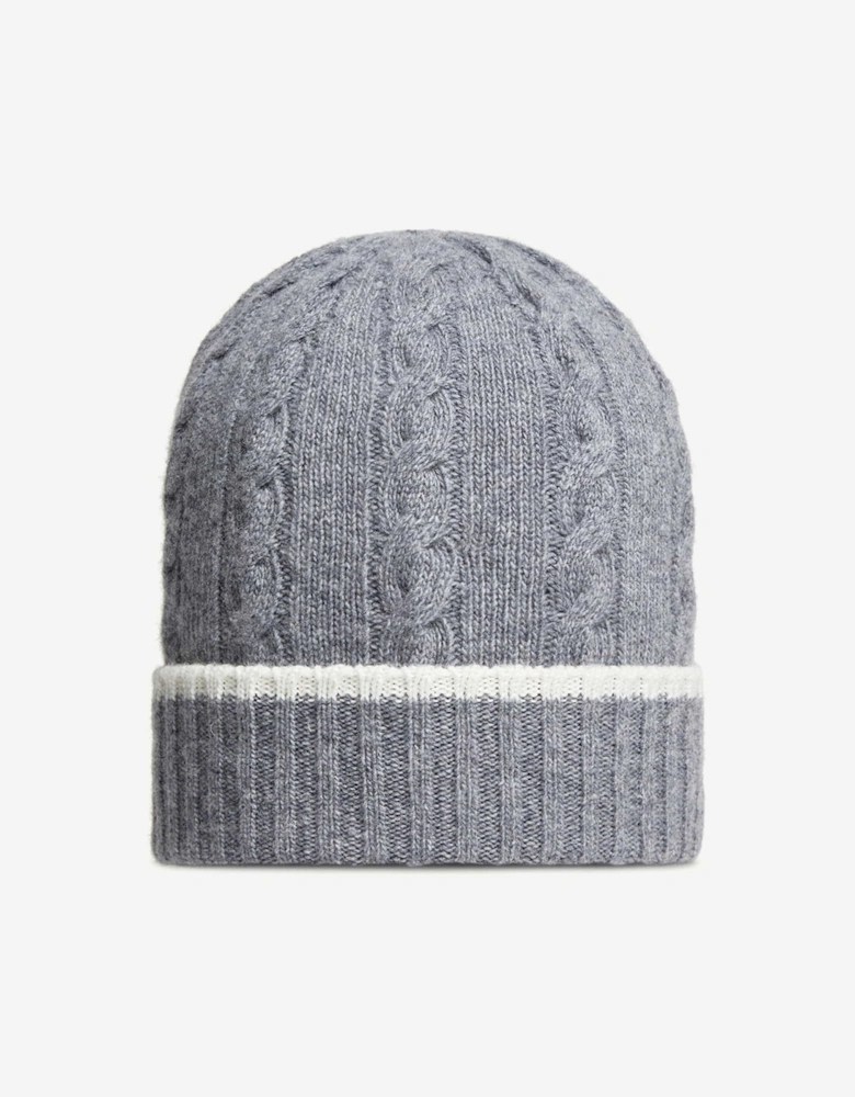 Kids Cable Knit Beanie Hat in Grey