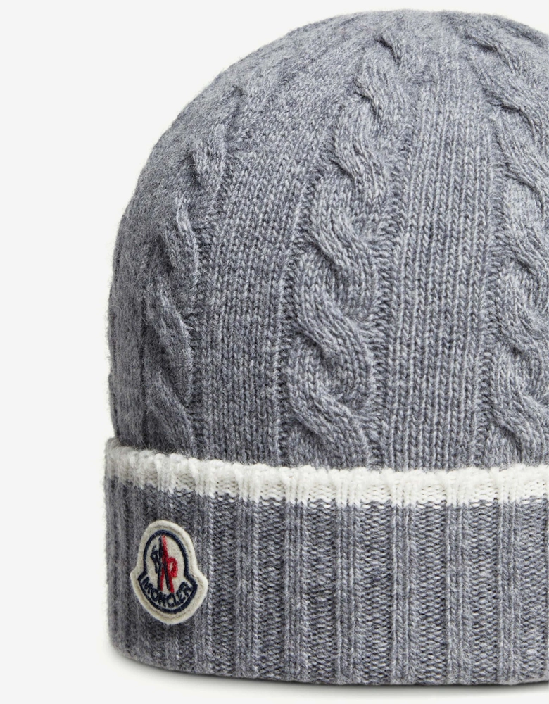 Kids Cable Knit Beanie Hat in Grey