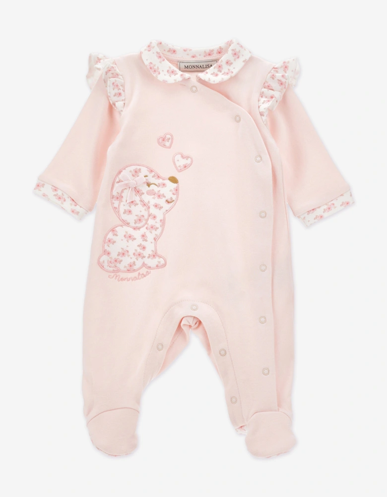 Baby Girls Puppy Babygrow in Pink