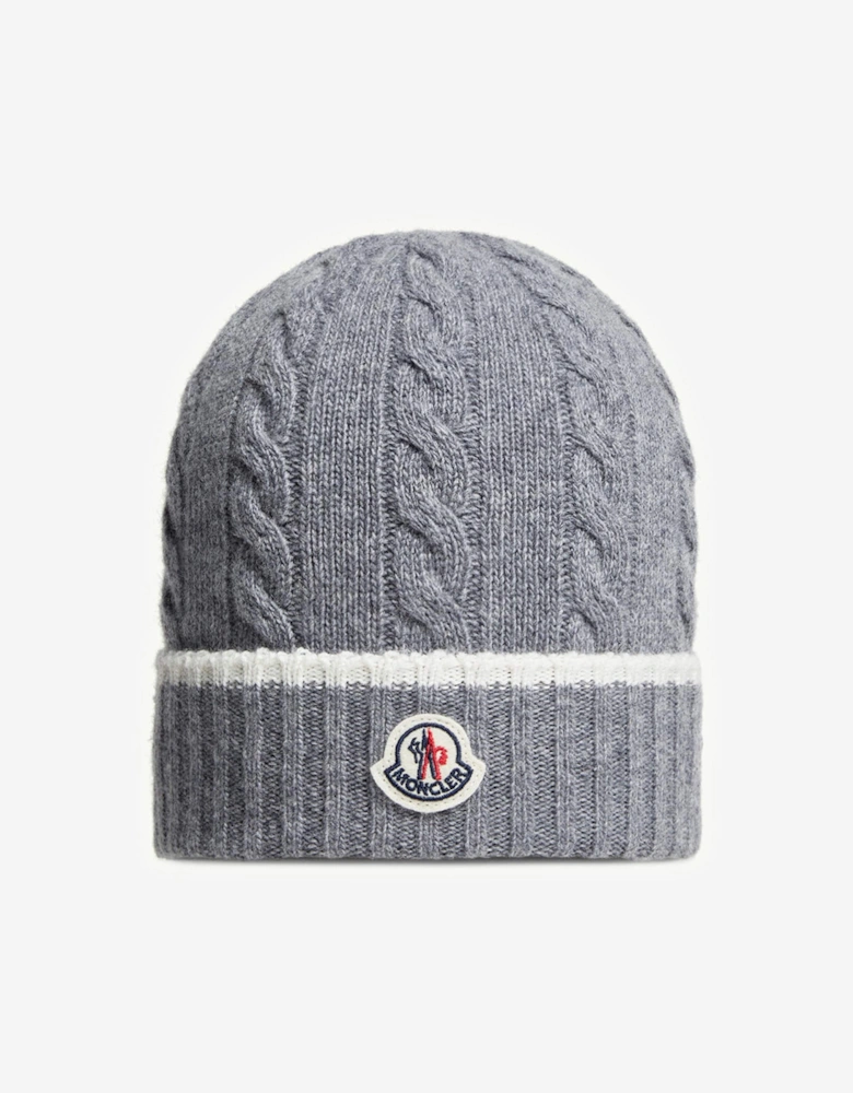 Kids Cable Knit Beanie Hat in Grey