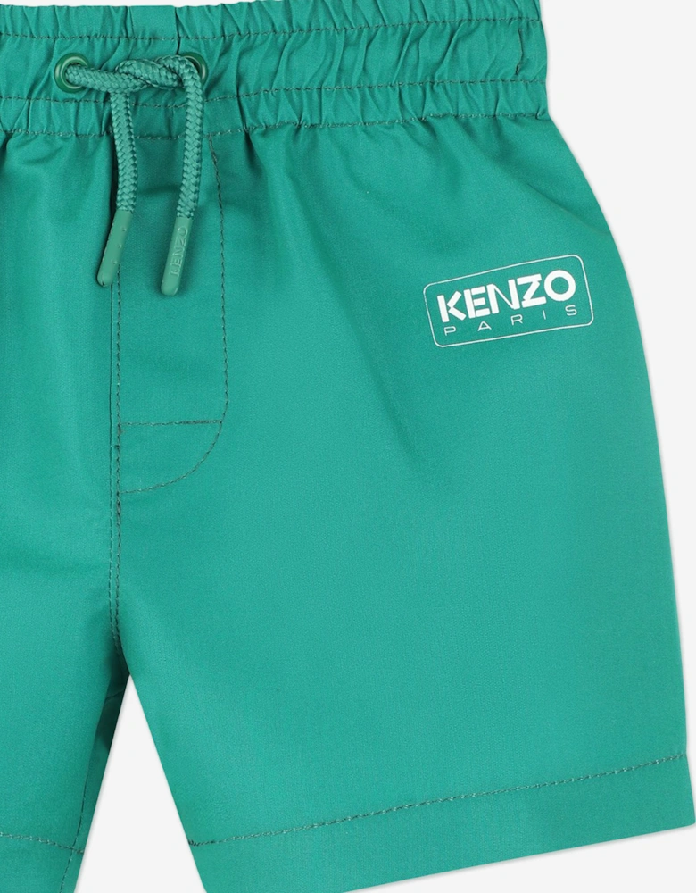 Baby Boys Logo Swim Shorts in Green