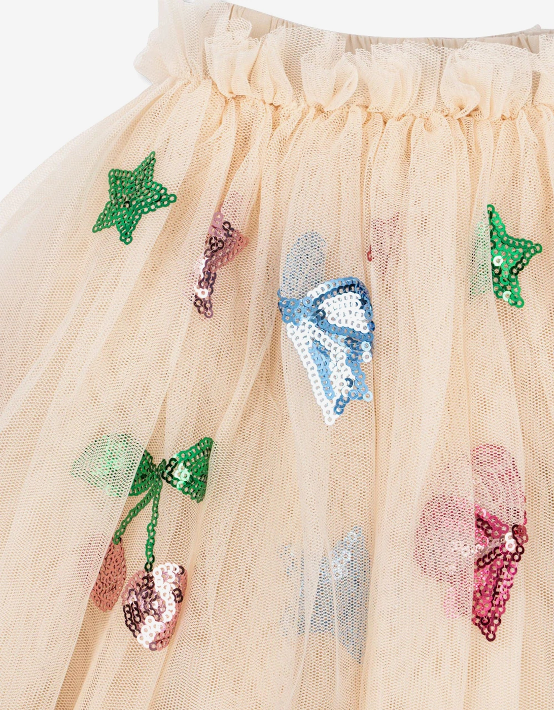 Girls Yvonne Sequin Embroidered Skirt in Ivory