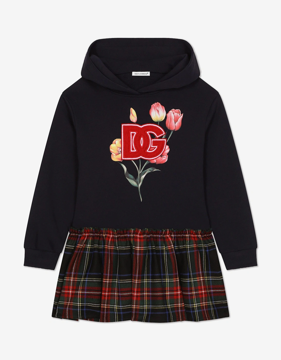Girls Tartan Tulip Sweater Dress in Multicolour, 6 of 5