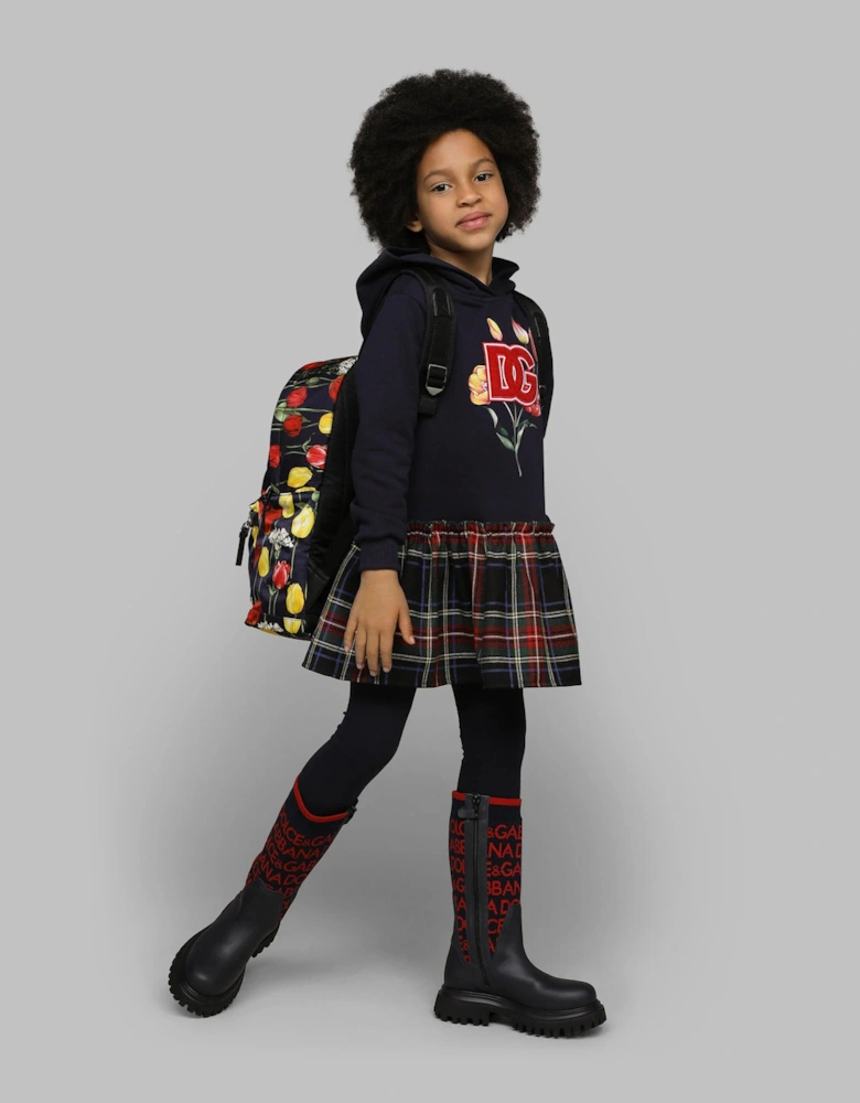 Girls Tartan Tulip Sweater Dress in Multicolour