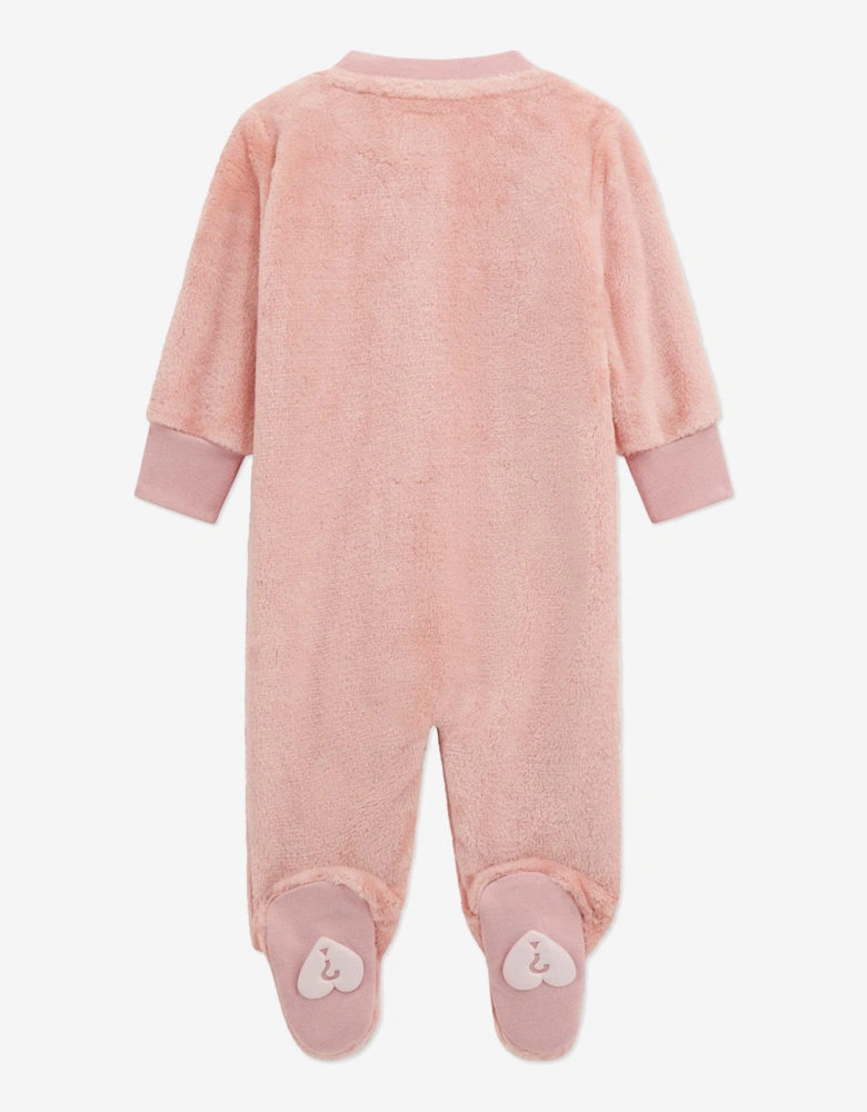 Baby Girls Faux Fur Babygrow in Pink