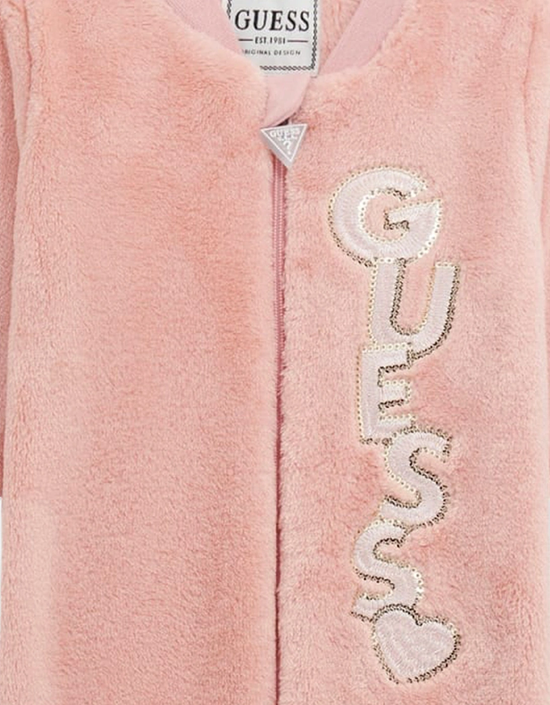 Baby Girls Faux Fur Babygrow in Pink