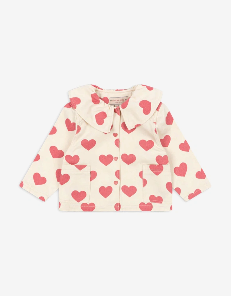 Girls Hearts Magot Collar Jacket in Ivory