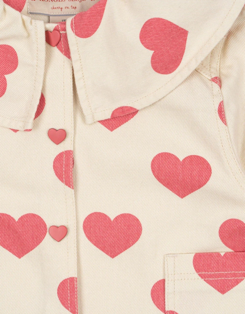 Girls Hearts Magot Collar Jacket in Ivory