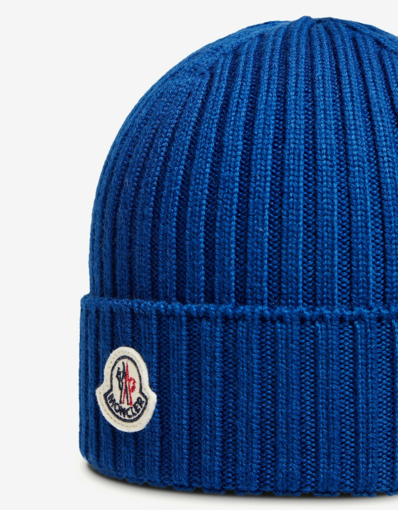 Kids Wool Knit Beanie Hat in Blue