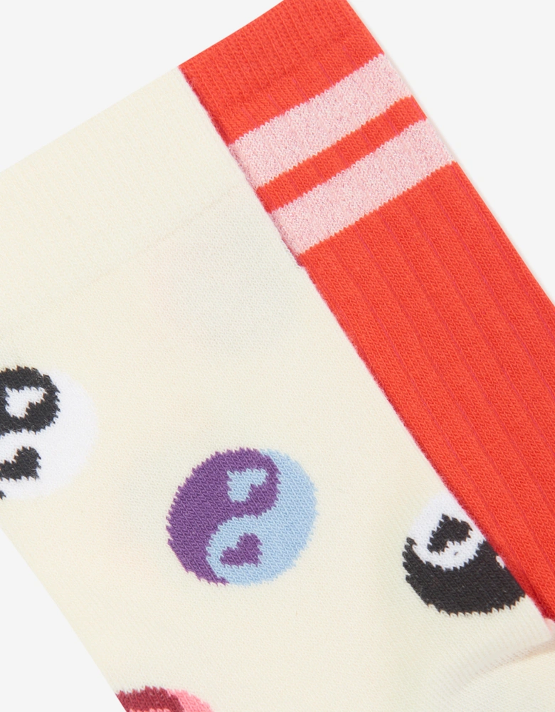 Kids Yin Yang Print Socks Set in Multicolour