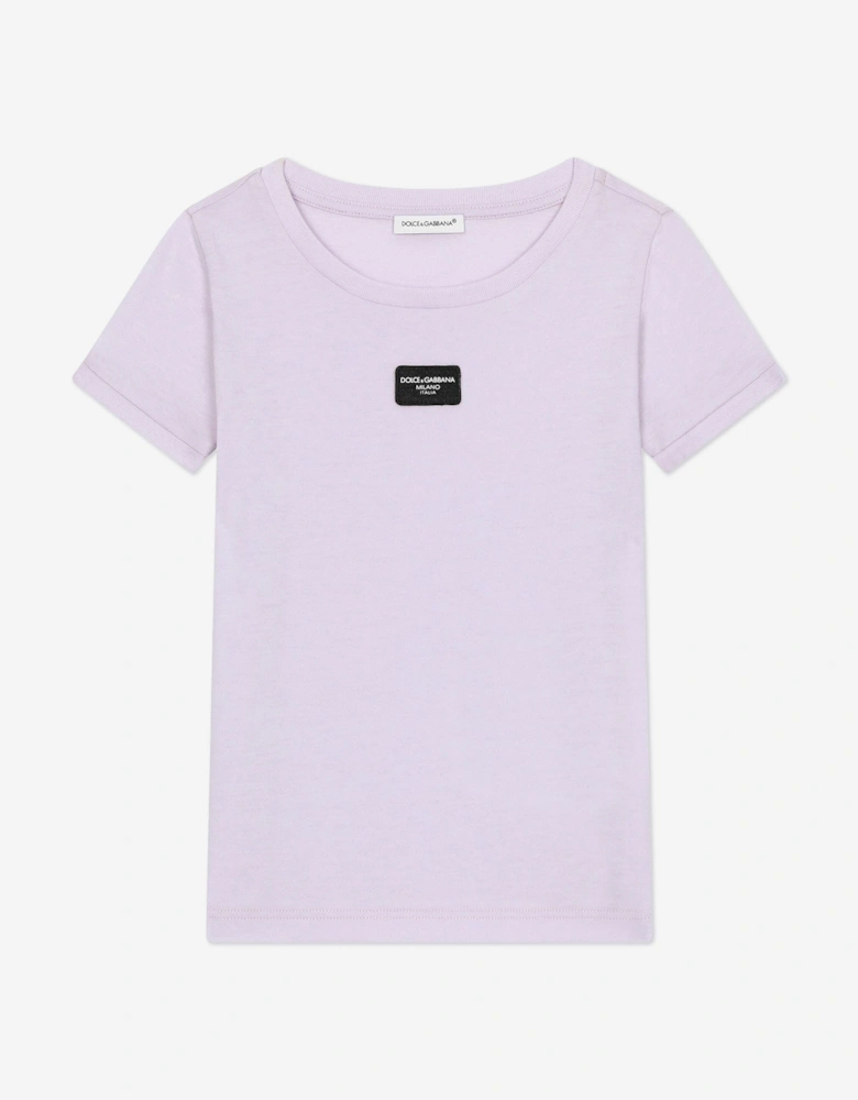 Girls Logo Label T-Shirt in Purple