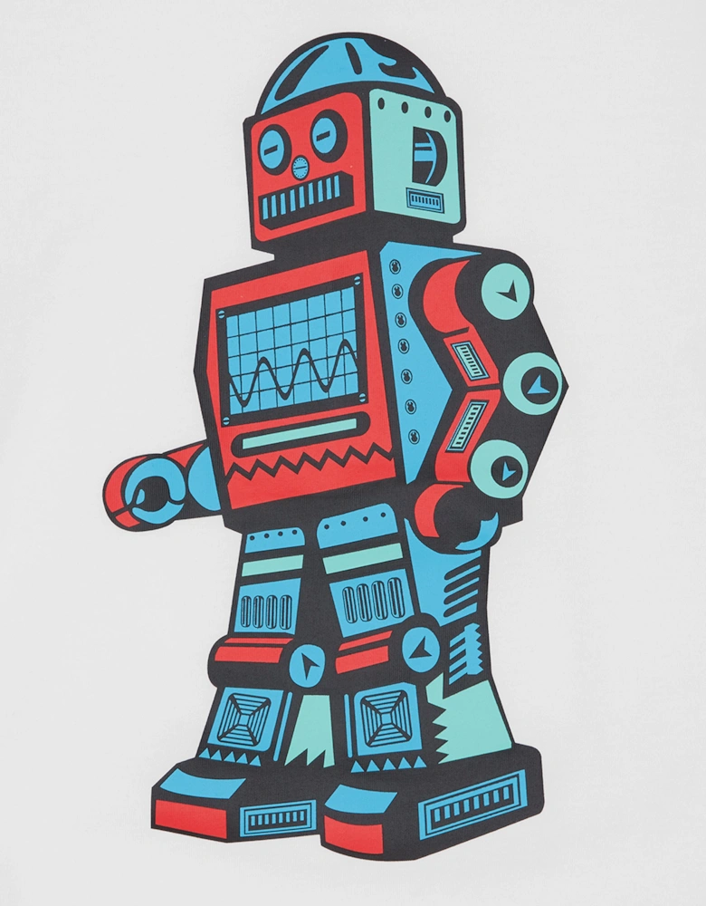 Boys Robot Long Sleeve T-Shirt in White