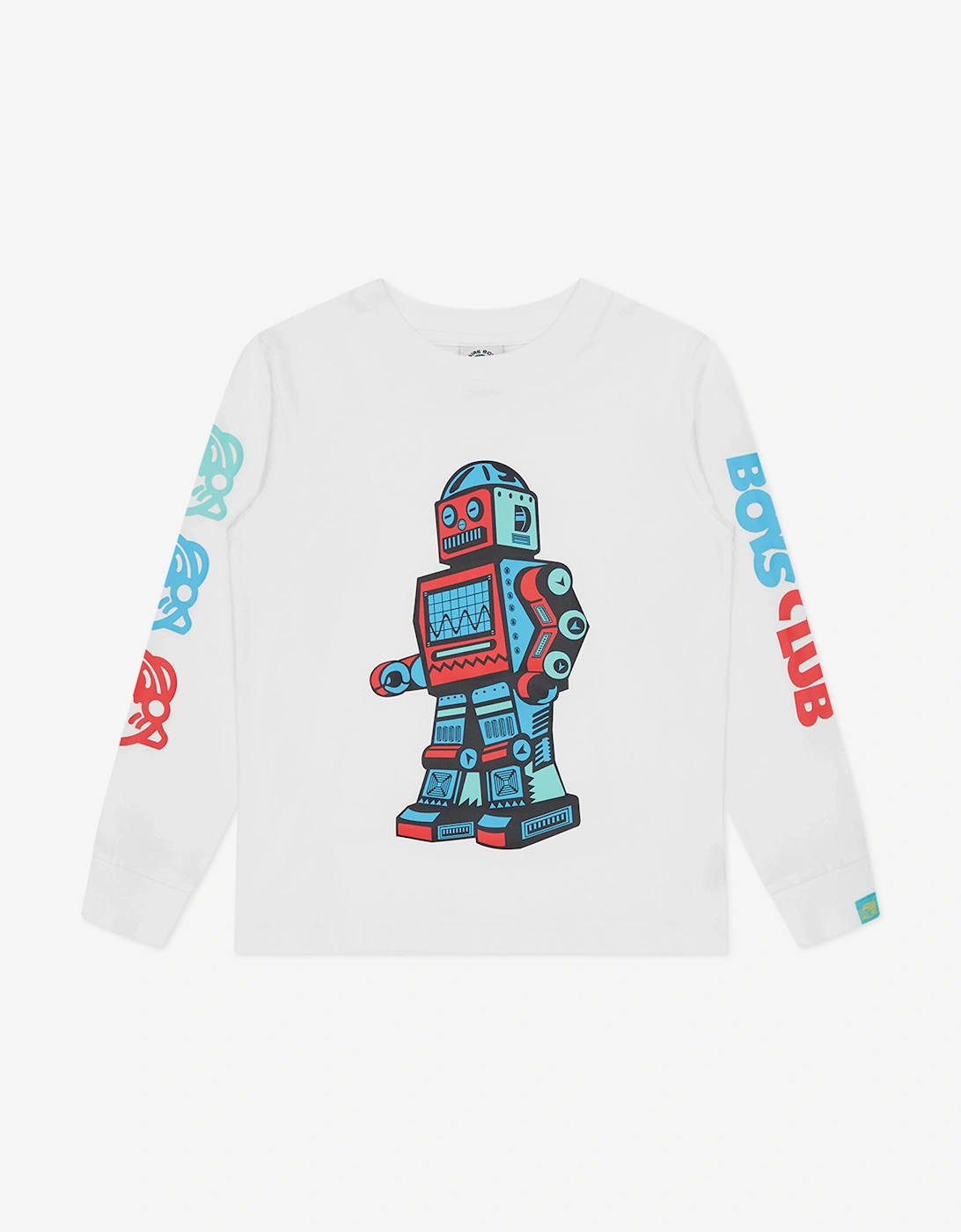 Boys Robot Long Sleeve T-Shirt in White, 5 of 4