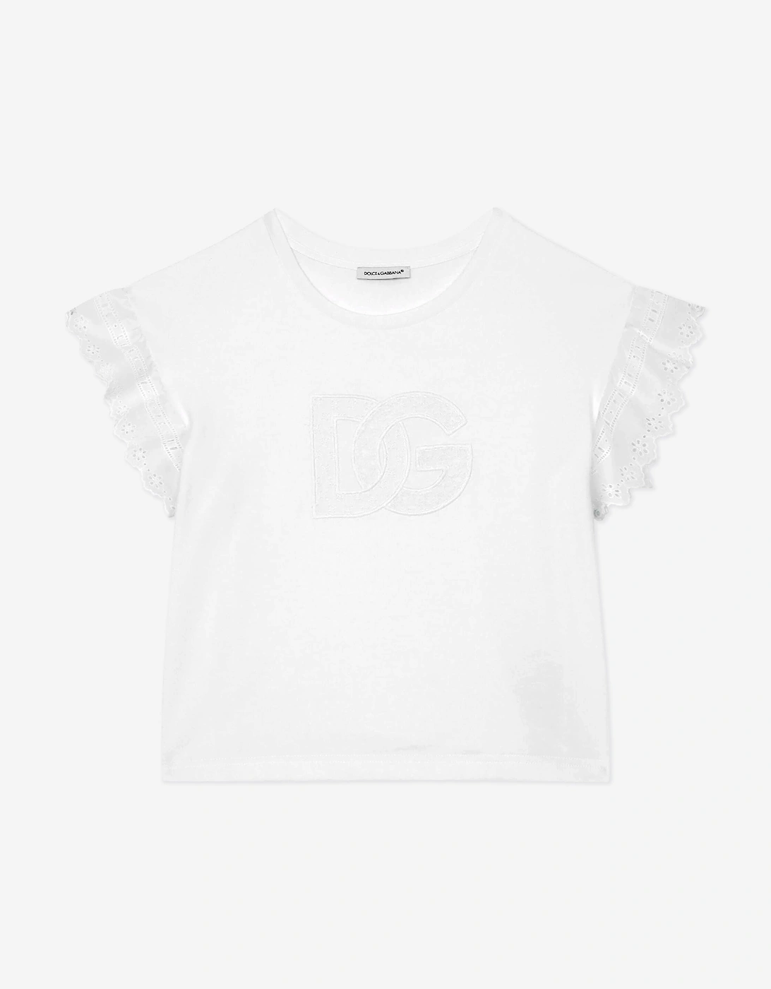 Girls Broderie Anglaise Top in White, 5 of 4